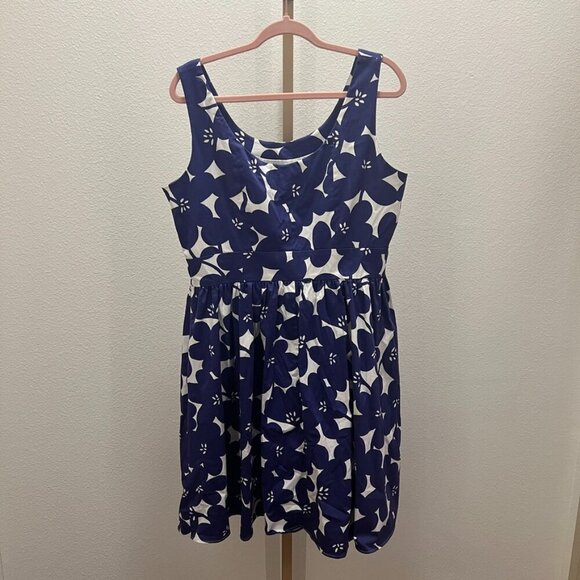 Boden Marilyn Fit and Flare Dress Blue & White Print 14R - Picture 9 of 9